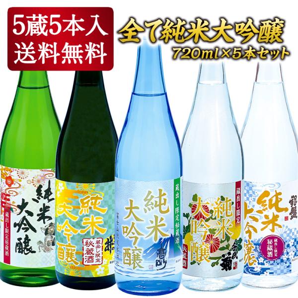 日本酒セット 飲み比べ 5酒蔵 全て純米大吟醸 720ml 5本組セット(JS35) 四合瓶 日本酒...