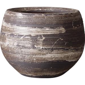 陶器製植木鉢 ストラトスミドル ８号用 ブラウンホワイト｜kurasuke