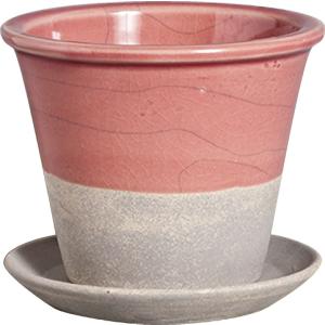 信楽焼 陶器製植木鉢 オキナポット 植木鉢受皿セット ピンク｜kurasuke