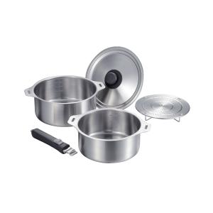燕三 IH対応ハンドル着脱式鍋4点セット 蒸し台付 EM-032 和平フレイズ 燕三 IH対応ハンドル着脱式鍋4点セット 蒸し台付 EM-032