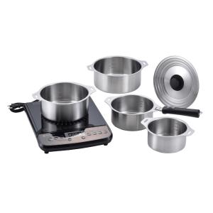 燕三 IH対応ハンドル着脱式鍋4点セット 蒸し台付 EM-032 ( 1セット