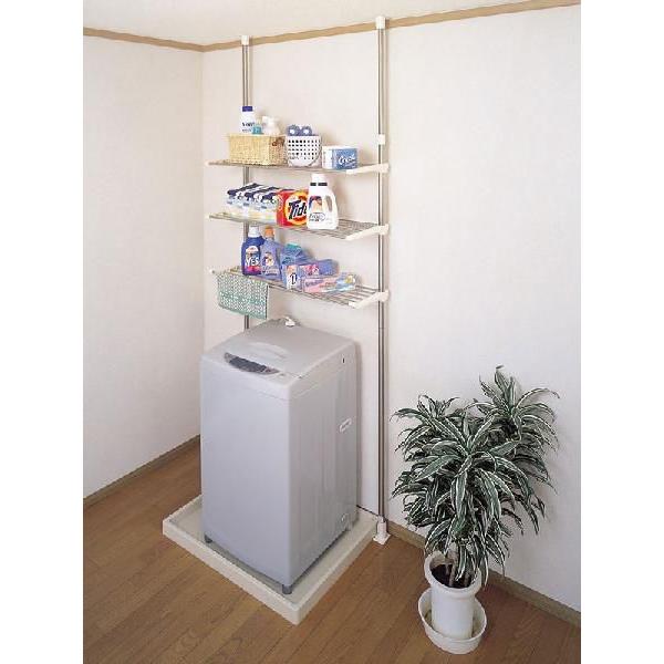 ステンレス洗濯機ラック 突っ張り式