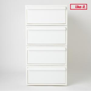 ライクイット Like-it クローゼットシステム 引出し 4個組 オールホワイト ライクイット CS-D1 引出し S 高さ16 衣装ケース 衣類ケース 収納ボックス 積み重