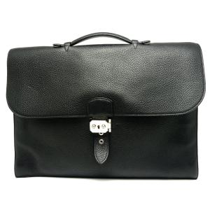 エルメス HERMES サックアデペッシュ41 ブラック ビジネスバッグ シルバー金具 □J刻印(2006年製造)｜kurata7