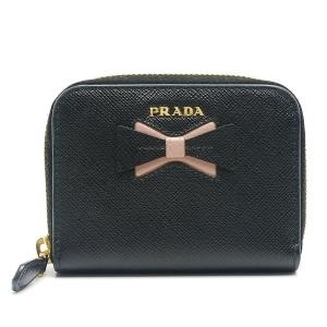 プラダ PRADA コインケース 1MM268 サフィアーノ ブラック 黒 ラウンドジップ リボン 小銭入れ｜kurata7