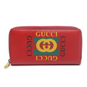 グッチ GUCCI ラウンドジップ長財布 496317 ヴィンテージロゴプリント レザー 赤 レッド｜kurata7