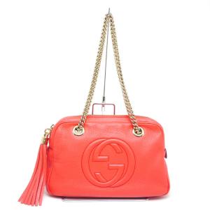 グッチ GUCCI インターロッキング G ソーホー フリンジ チェーンショルダーバッグ 308983 レザー ピンク系｜kurata7