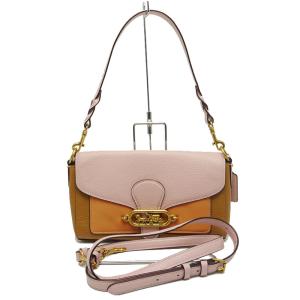 COACH コーチ フラワーステッチ 花 ショルダーバッグ レザー ブラウン  