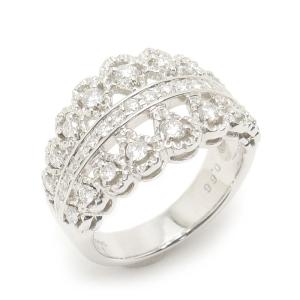 ダイヤモンドリング #10 約10号 Pt900・ダイヤ0.66ct プラチナ 透かしデザイン 指輪 美品 【9B0293】