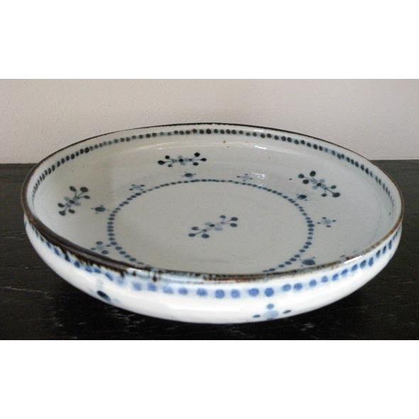 砥部焼　小花文　7寸深皿　ブルー　 食器皿　陶彩窯　焼き物　陶器