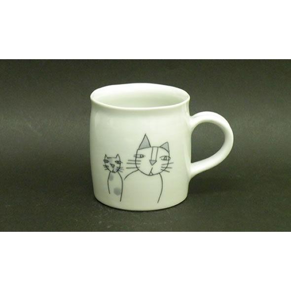 砥部焼　ねこマグカップ 　猫　ネコ　カップ　陶彩窯　焼き物　陶器
