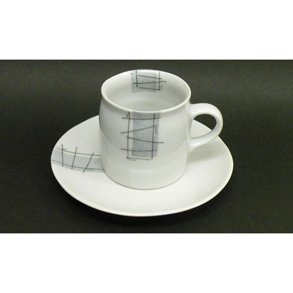 砥部焼　コーヒーカップ　　墨呉須象嵌　カップ＆ソーサー　陶彩窯　焼き物　陶器