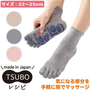  TSUBOレシピ 『つぼマップ』 5本指ソックス レディース‐足ツボ 靴下 プリント 足裏 足つぼ フットマッサージ ツボマップ 22-25cm 図表 日本製 三笠