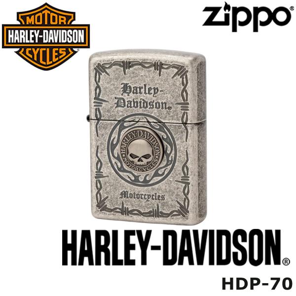 日本限定 正規品 ZIPPO HARLEY-DAVIDSON HDP-70 Sメタル スカル ジッポ...