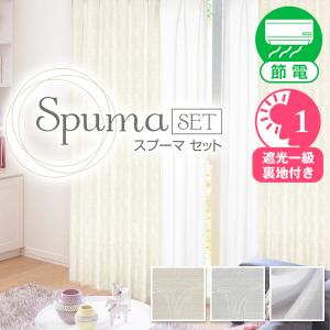 【BONUS STORE】6/5〜6 23:59 カーテンセット 二重縫製 1級遮光 SpumaSET 2枚組 幅30cm〜100cm×丈201cm〜250cm｜kurenai