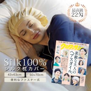 シルク枕カバー 両面天然シルク100％ 1枚単品 シルク 高級木製コーム付き 洗える 枕カバー 最高級シルク 22匁 保湿 美容 43×63 50×70　ファスナー