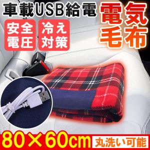 電気ひざ掛け 毛布 ブランケット 車 USB式 内蔵ヒーター 電気ブランケット 加熱毛布と足敷き 電気毛布 USB給電 冬物家電 電気もうふ
