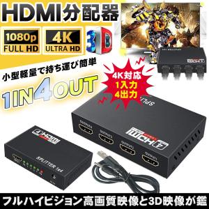 HDMIスプリッタ 4出力 HDMI分配器 4画面 1入力 4Ｋ 1080Ｐ フルウルトラHD 3D プレゼン 会議 BUNPAI4