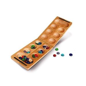 ウィゲームWE Games Folding Mancala Solid Wood Board & Glass Stones 18 i｜kurichan-shop