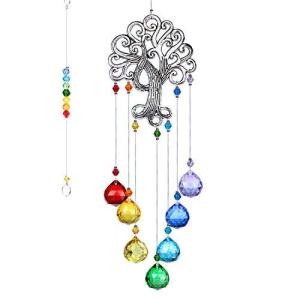 Crystal Glass Suncatcher Chakra Colors Ball Prism Tree of Life Windo 並行輸入｜kurichan-shop