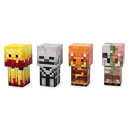 マインクラフトMinecraftミニモブミニフィギュアムードライト、4個セット| スケルトン、ブレイ...