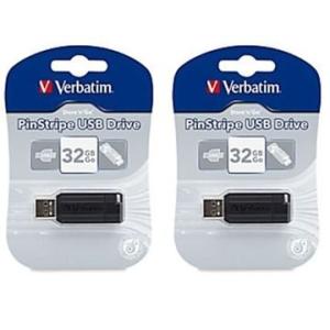 Verbatim 32?GB USB 2.0フラッシュドライブピンストライプ、ブラック、49064、2パック｜kurichan-shop