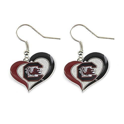 South Carolina Gamecocks Swirl Heart Dangle Logo E...