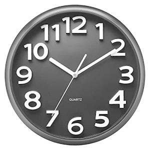 Plumeet 10インチ サイレント壁掛け時計 - カチカチッキングしないクォーツ 小さな壁時計 リビングルームの装飾に - モダンな 並行輸入｜kurichan-shop