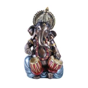 The Hindu Elephant Deityガネーシャ音楽バンド???Sitting Ganesh playing tabla 並行輸入｜kurichan-shop