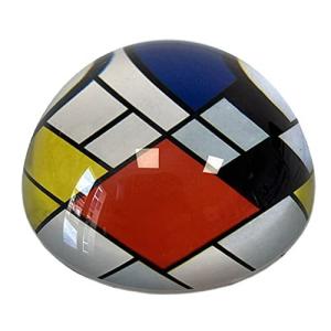 Mondrian???コンポジションwith Large Red Plane???ドーム型ガラスPaperweight｜kurichan-shop