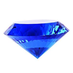 ブルークリスタルガラスダイヤモンド型装飾 80mm ジュエル ペーパーウェイト｜kurichan-shop