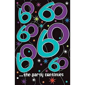 The Party Continues 60th Birthday 54in x 102in Plastic Tablecover 並行｜kurichan-shop