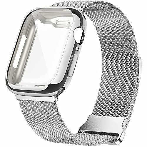 JuQBanke メタル磁気バンド Apple Watchバンド 38mm ケース付き ステンレスス...