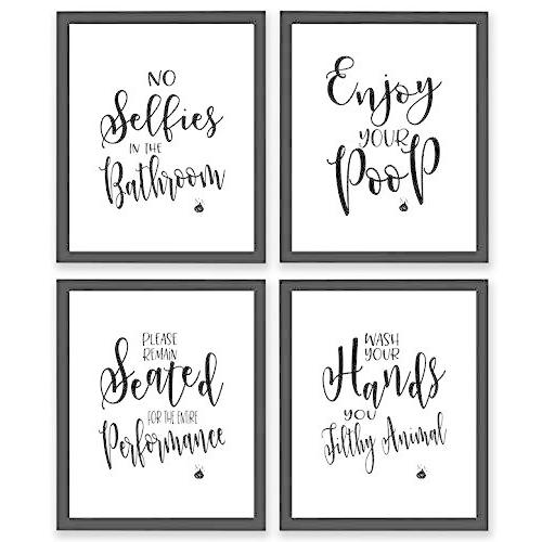 Bathroom Quotes and Sayings Art Prints Set of Four...