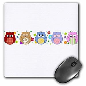 3drose LLC 8?x 8?x 0.25インチマウスパッド、Cute Owls in a行カラフルな甘い漫画フクロウデザインガーリ｜kurichan-shop
