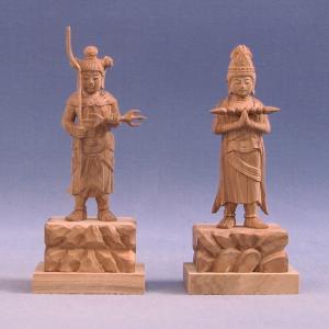 仏像 稲荷大明神 騎狐像 総高15cm 桧木 お稲荷さん お稲荷様 稲荷神