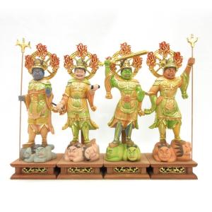 極小仏 四天王立像 豪華特典付き 仏像 木彫 精密 精巧 リアル 手のひら