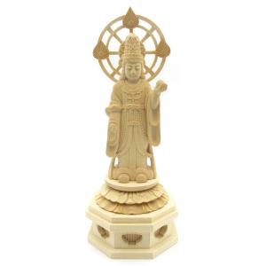 天然 檜 総手彫り 『 裸 吉祥天 』 李建作 純金彩 水晶宝珠 木彫 彫刻