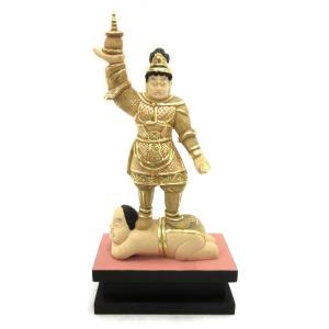 仏像 刀八毘沙門天 総高22cm 桧木彩色 : 栗田こだわり仏像専門店