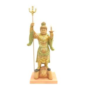 毘沙門天 16cm 木曽桧 木彫り 仏像 日本仏師作品 : 仏像と縁起物の専門