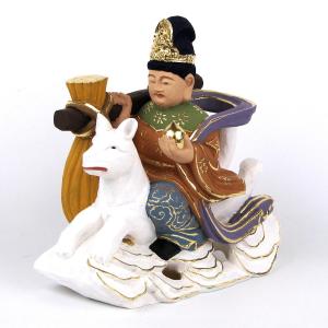 木彫り仏像 七福神之【寿老人】 柘植 金泥付 高さ8.5cm : 海宇工芸館