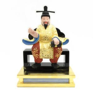 木彫り 仏像 【閻魔大王】 桧木 坐2.5寸 極彩色 総高約13cm : 海宇工芸
