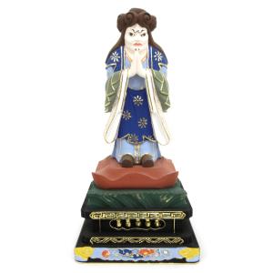 木彫り仏像 園城寺形【訶梨帝母（鬼子母神）倚像】 柘植金泥仕様 高