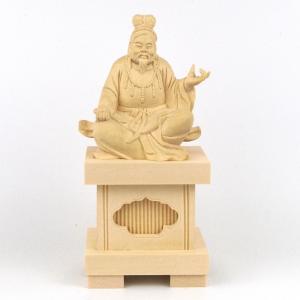 仏像 稲荷大明神 狐上立像 身丈5.0寸 総高33cm 桧木 お稲荷さん お稲荷