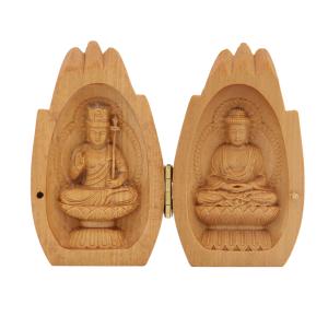 合掌　木彫り仏像　白檀 木彫仏像/合掌仏ツゲ(勢至菩薩・座釈迦) : 栗田こだわり仏像専門店