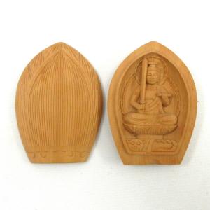 仏龕 ぶつがん 木彫 曹洞宗三尊仏 丸三開仏 高さ10cm 三開仏 仏像 彫刻