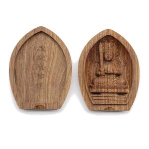 木彫り仏像 蓮型懐中仏/香合仏 【虚空蔵菩薩】 干支お守り本尊・丑年