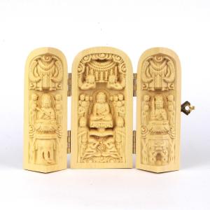 木彫り仏像 干支お守り本尊-戌年・亥年 懐中仏・香合仏 【阿弥陀如来