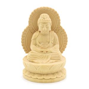 ミニ仏像 釈迦如来 座像 総高5cm 柘植 曹洞宗 臨済宗 天台宗 禅宗 本尊