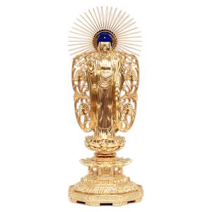 福和屋 仏像 天台宗 阿弥陀如来 座像 白檀八角台座 飛天光背 2寸 2.5寸